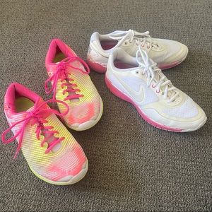 2 pairs Ladies Athletic Shoes 8.5 NIKE & ASICS